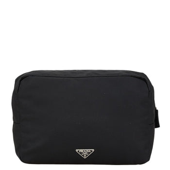 Prada Triangle Logo Plate Pouch Black Nylon