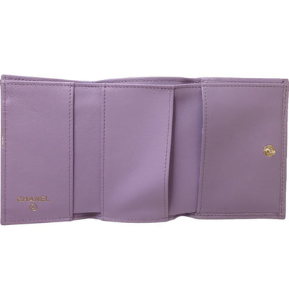 Chanel Chanel Bi-Fold Wallet Ap3808 Small Flap Cc Pearl Coco Mark Lambskin Light Purple 180546