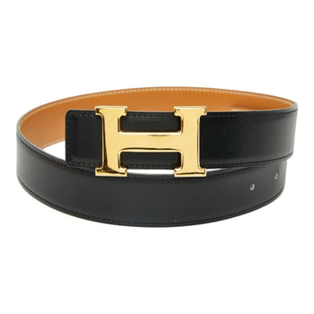 Herms Constance H Belt 65 Black Gold Hardware Box Scarf