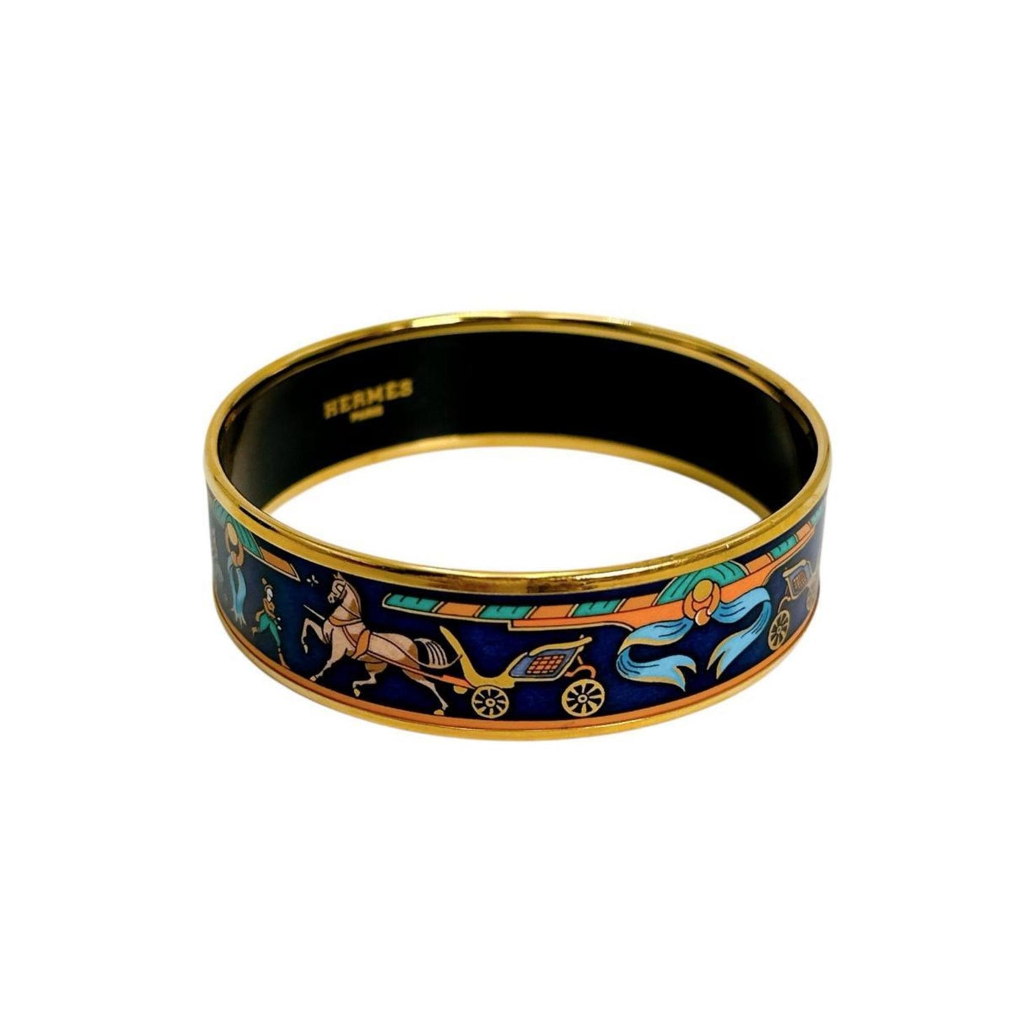 Hermes Hermes Bangle Bracelet Emaille Gm Other Blue X Gold