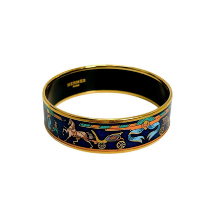 Hermes Hermes Bangle Bracelet Emaille Gm Other Blue X Gold