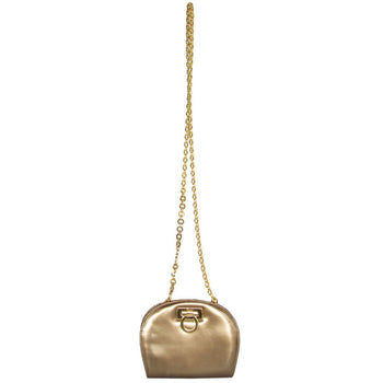 Salvatore Ferragamo Shoulder Bag Gancini Leather Bronze Gold