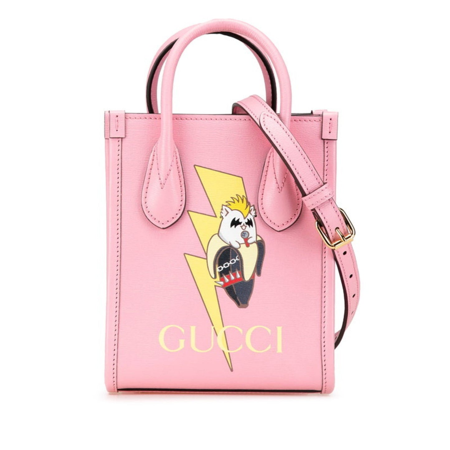 Gucci X Bananya Mini Handbag Shoulder Bag 2Way 671623 Pink Multicolor Leather
