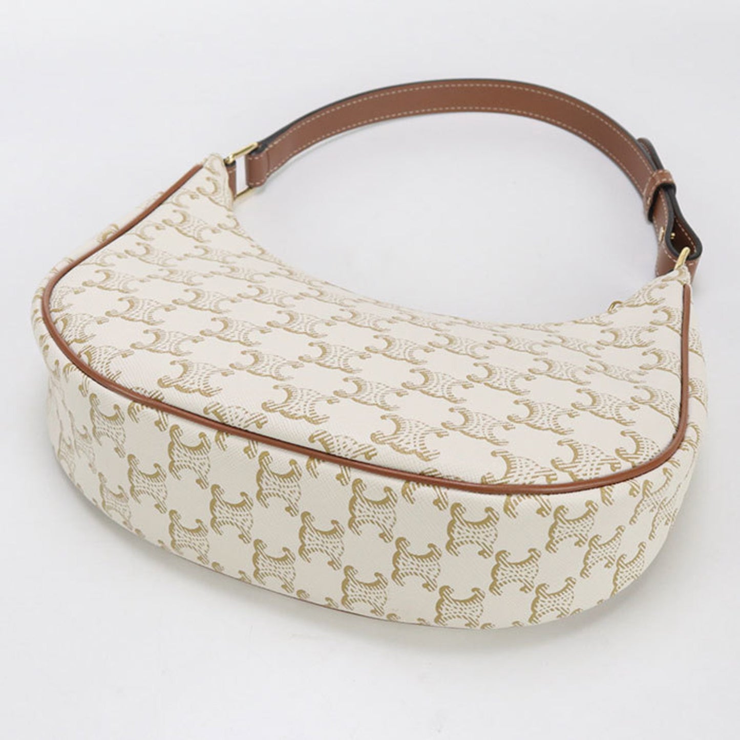 Celine Ava Triomphe Canvas Shoulder Bag (193952Bzj.01Bc) In White