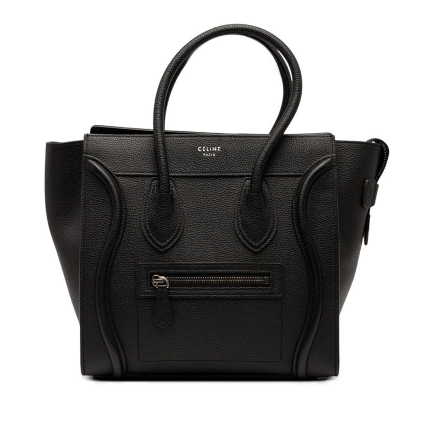 Celine Luggage Micro Shopper Handbag In Black Leather