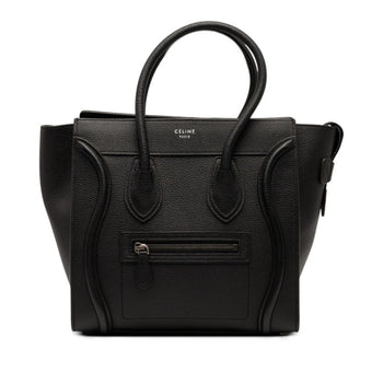 Celine Luggage Micro Shopper Handbag In Black Leather