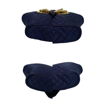Prada Prada Logo Hardware Nylon Quilted Chain Mini Shoulder Bag/Sacoche/Pouch In Navy Blue