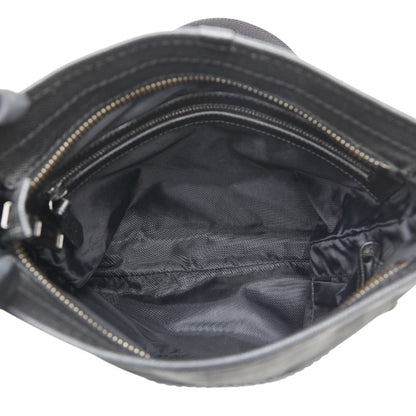 Burberry Check Logo Plate Shoulder Bag Black Nylon Leather