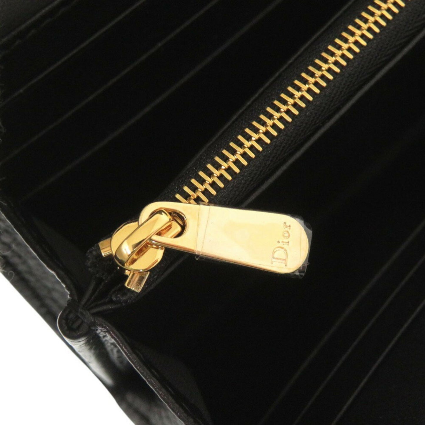 Like New Christian Dior Caro Orchid Cannage Calfskin Black Long Wallet 0068