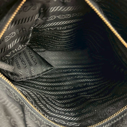Prada Prada Triangle Logo Gold Plated Tessuto Nylon Handbag Mini Boston Bag Black 144-5