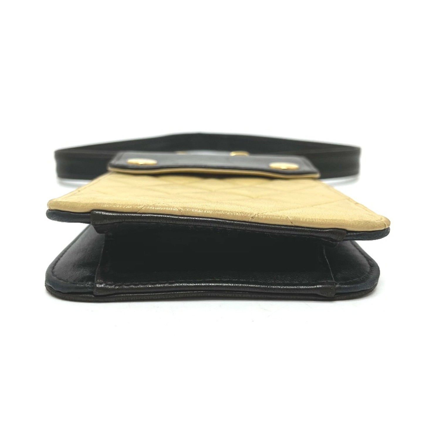 Chanel Bag Pouch Pochette Waist Pouch Black X Beige Goldhardware