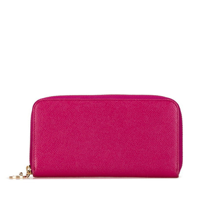 Bvlgari Round Long Wallet 280567 Pink Leather