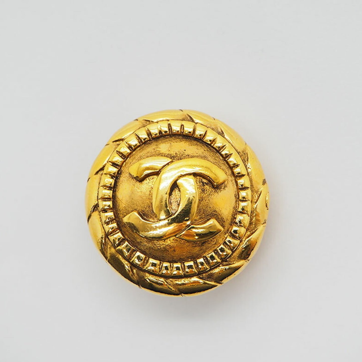 Chanel Round Coco Mark Earrings Gold Medium Size