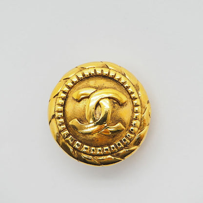 Chanel Round Coco Mark Earrings Gold Medium Size