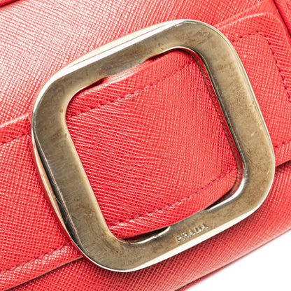 Prada Buckle Crossbody Shoulder Bag In Red Saffiano Leather