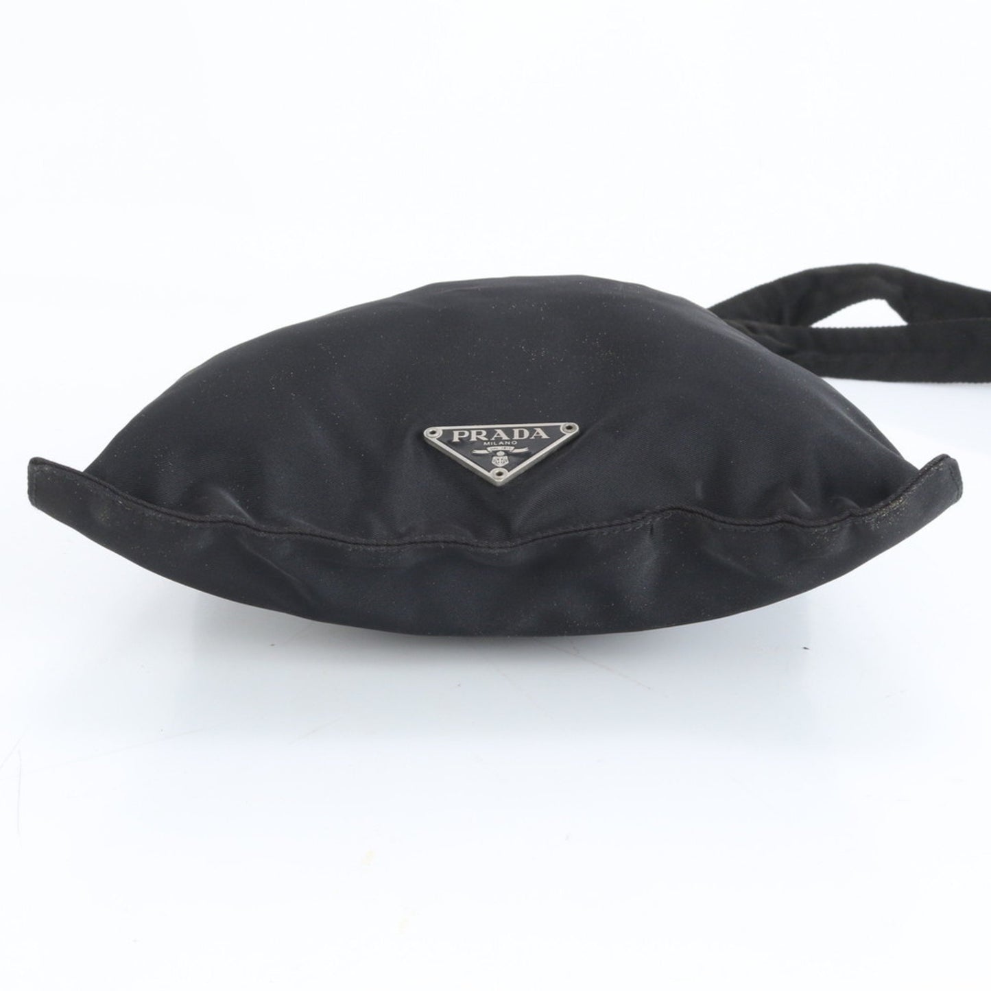 Prada Tessuto Nylon Triangle Logo Leather Shoulder Bag Messenger Black