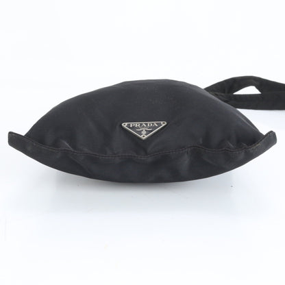 Prada Tessuto Nylon Triangle Logo Leather Shoulder Bag Messenger Black