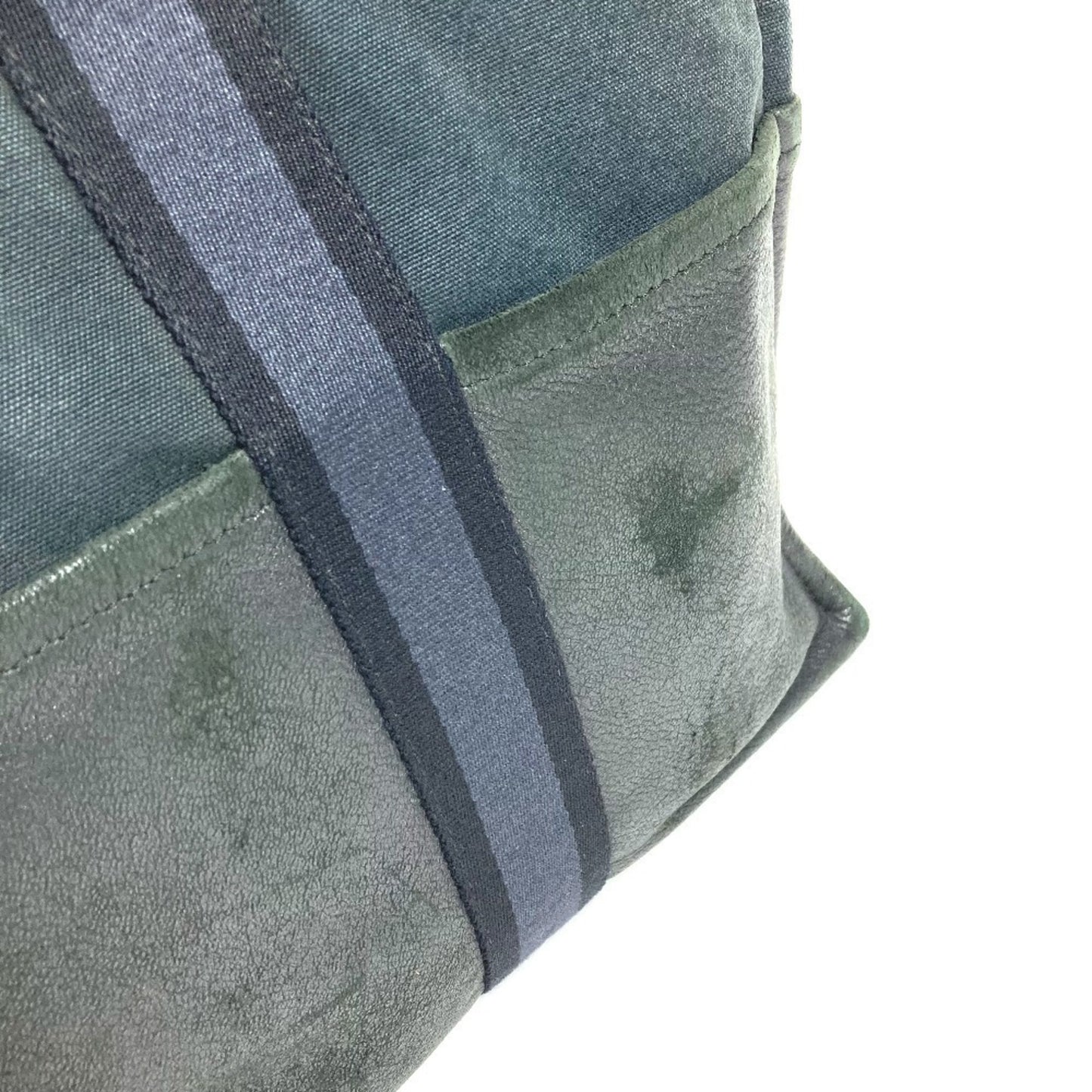 Hermes Herms Half Leather Foule Mm Tote Bag Handbag Canvas