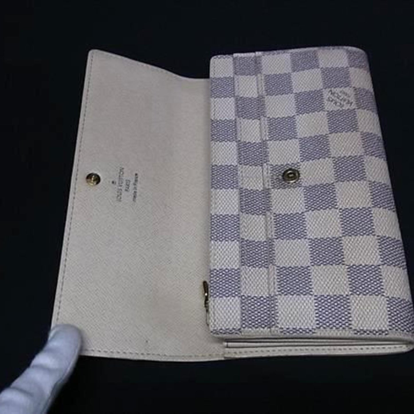 Louis Vuitton Damier Azur Portefeuille Sarah Wallet N61735 Leather Bifold Long