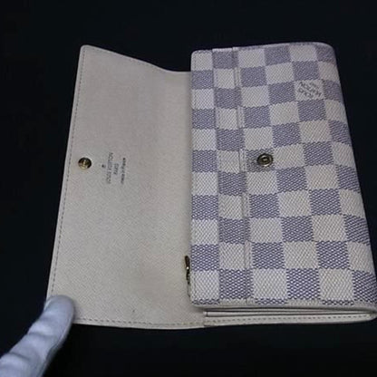 Louis Vuitton Damier Azur Portefeuille Sarah Wallet N61735 Leather Bifold Long