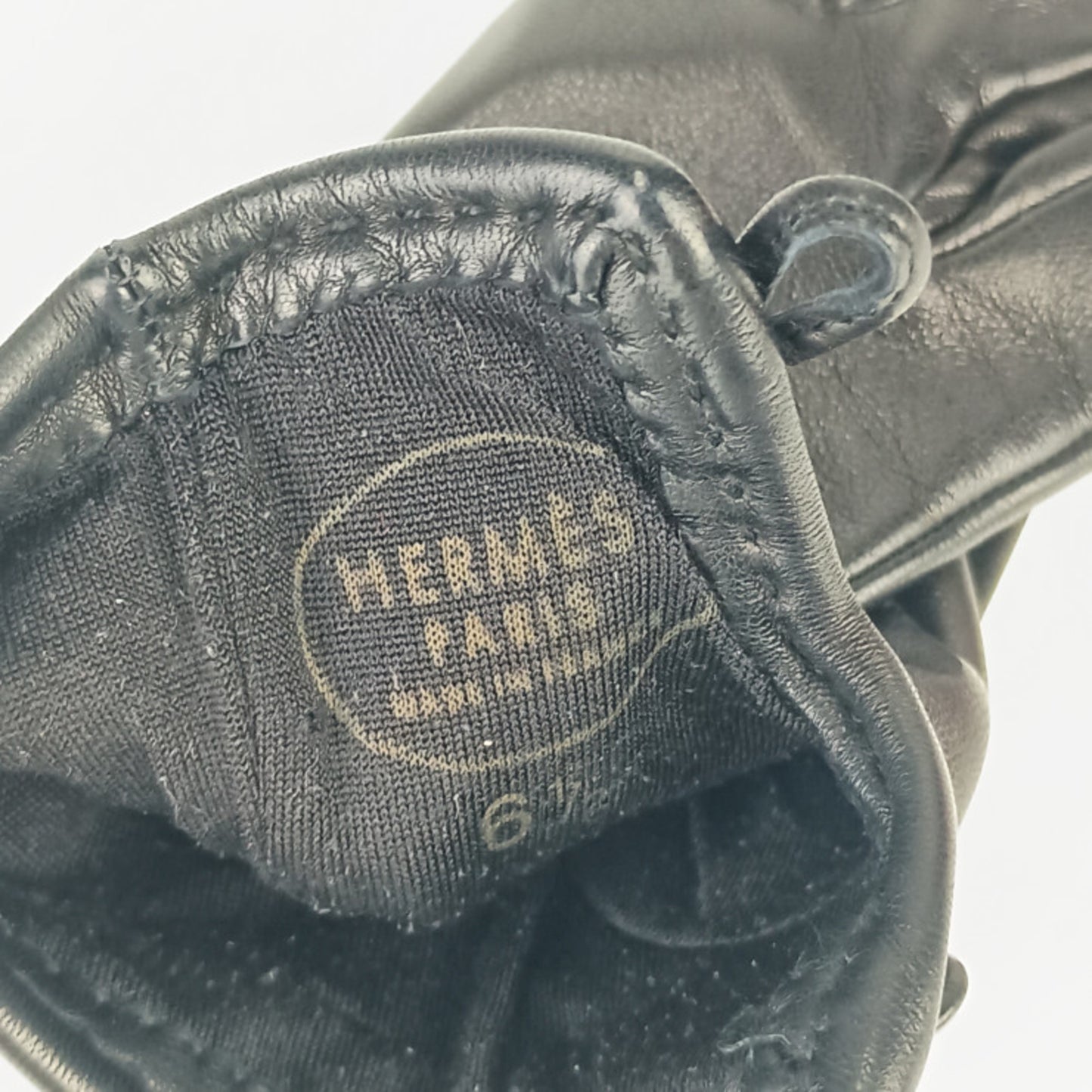Hermes Jumbo Black Leather Gloves