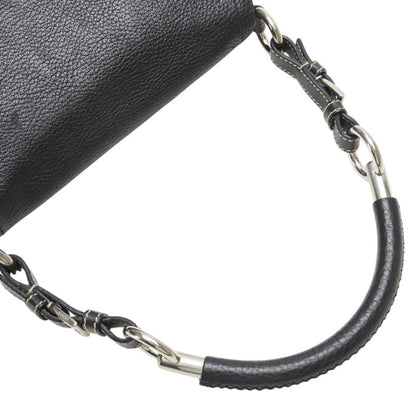 Prada Triangle Logo Plate One-Shoulder Bag Black Leather