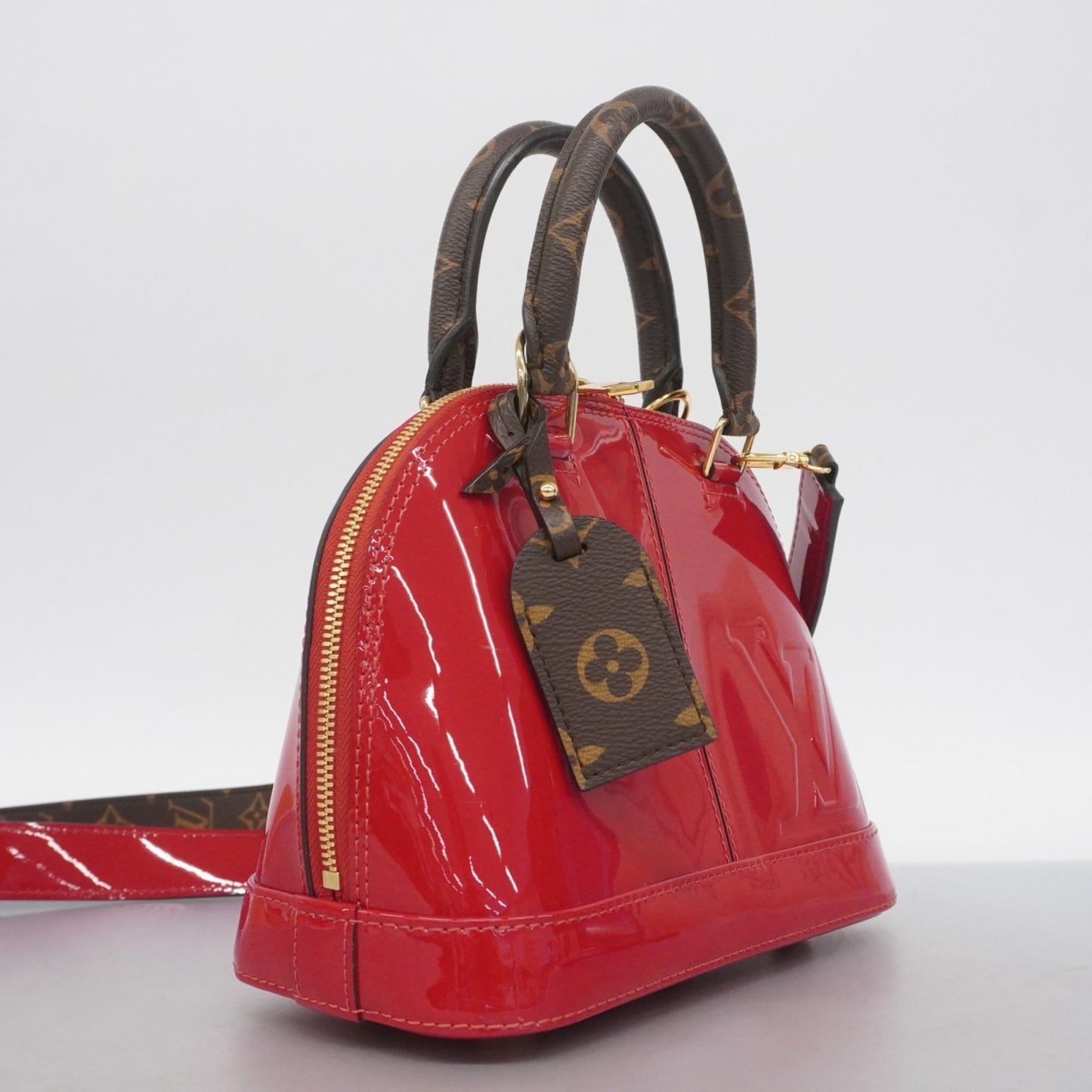 Louis Vuitton Vernis Monogram Alma Bb Handbag M52498 Scarlet 2-Way Bag