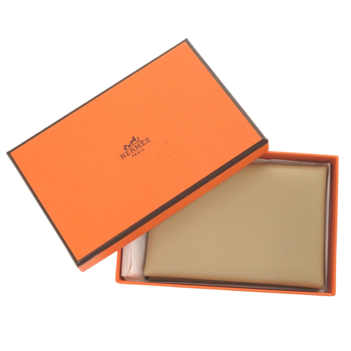 Unused Herms Calvi Duo Evercolor Beige Marfa K Stamp (Made In 2025) Coin Case Wallet 1348 Hermes