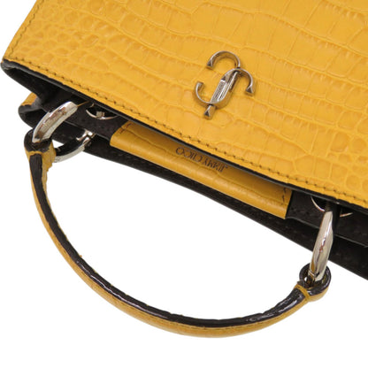 Jimmy Choo 2-Way Varenne Crocodile-Embossed Patent Leather Yellow Handbag 0542 Jimmy Choo