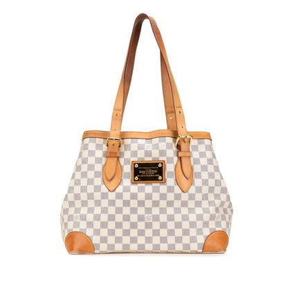 Louis Vuitton Damier Azur Hampstead Mm Shoulder Bag Tote N51206 White Leather