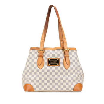 Louis Vuitton Damier Azur Hampstead Mm Shoulder Bag Tote N51206 White Leather