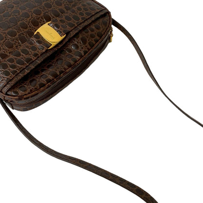 Salvatore Ferragamo Vara Shoulder Bag/Pouch With Crocodile-Embossed Leather Hardware
