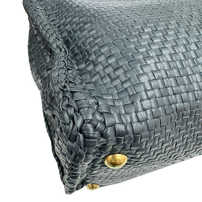 Prada 1Bg258 Shoulder Bag Madras Handbag Leather Navy