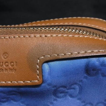 Gucci Pouch 256636 Light Blue/Brown Gg Nylon/Leather