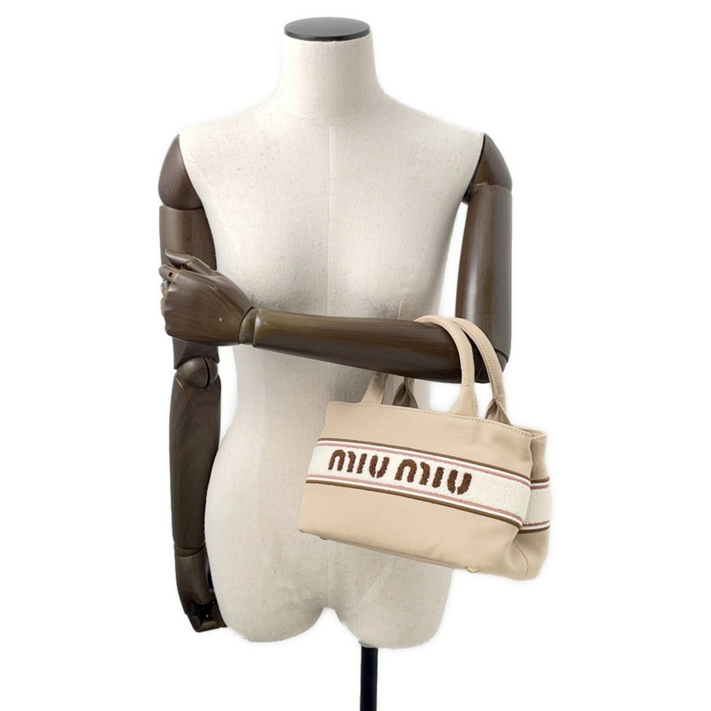 Miu Miu Miu Canvas Handbag 5Ba253 2-Way Shoulder Bag
