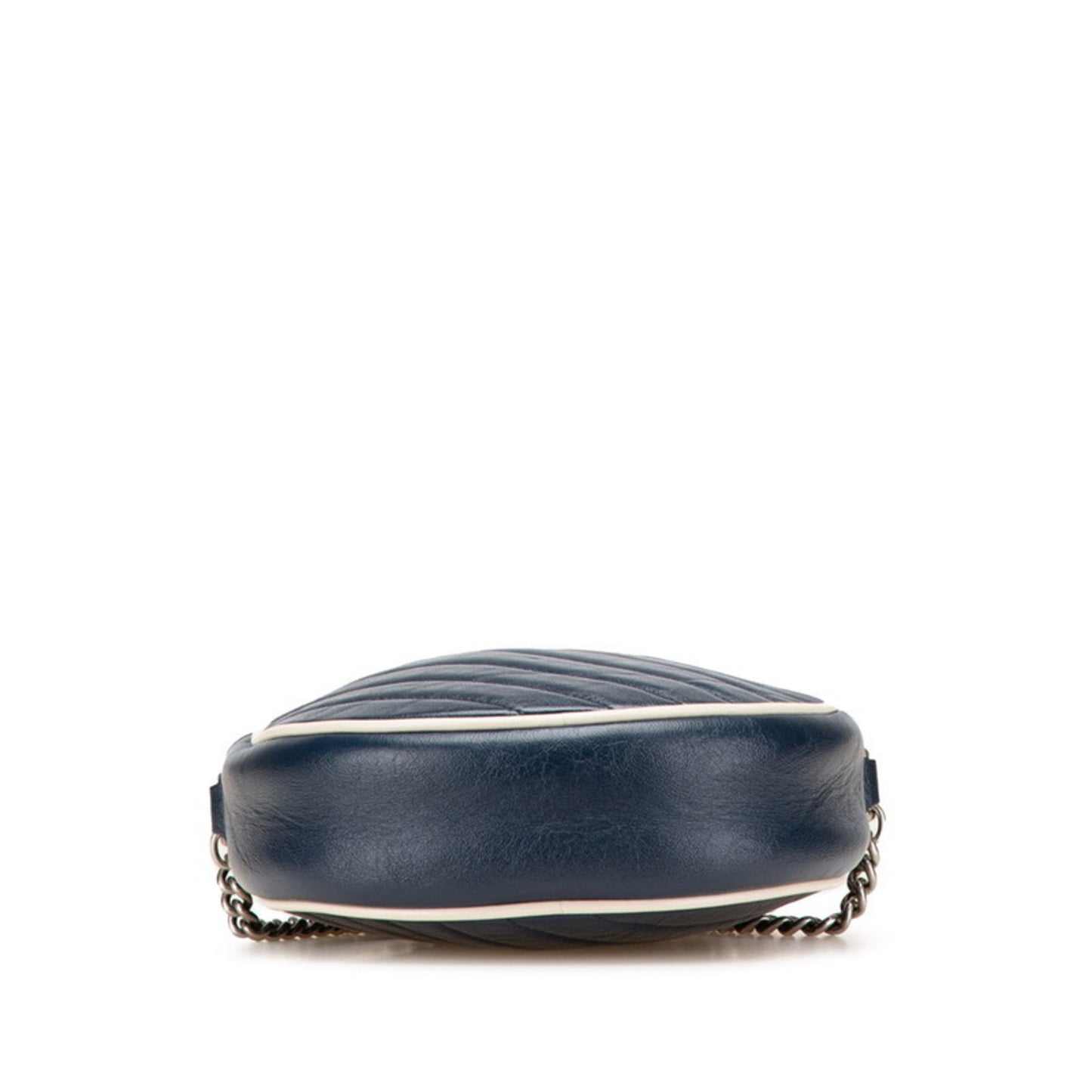 Gucci Gg Marmont Chain Shoulder Bag 550154 Navy Leather