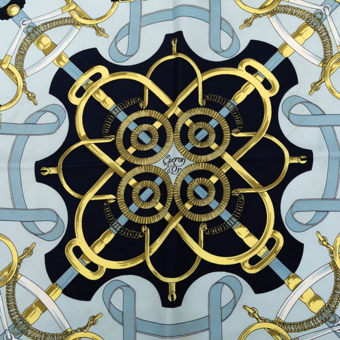 Hermes Herms Carr 42 Eperon D'Or Golden Spur Scarf