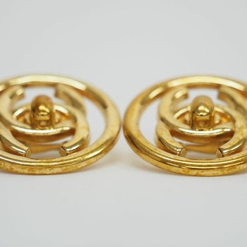 Chanel Turnlock Coco Round Earrings Gold Circle