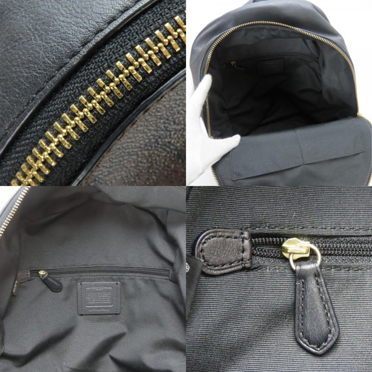 Coach Backpack/Daypack F58314 Signature Leather Dark Brown Black