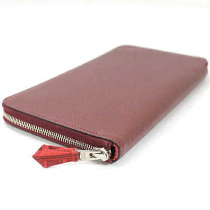 Herms Azap Long Silkin Round Zip-Around Wallet In Rouge H (Epson) For Men And Women