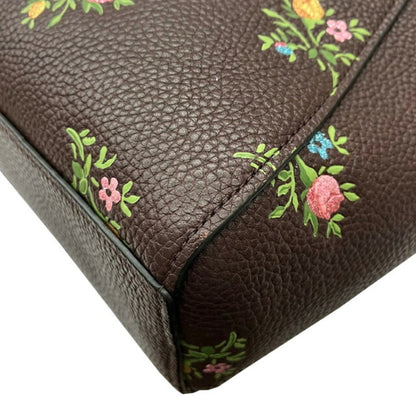 Coach Bag 22829 Flower Satchel Brown Leather Handbag Tote Shoulder