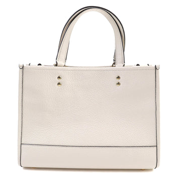 Coach 24Aw Co976 Logo Dempsey 2-Way Leather Tote Bag/Shoulder Bag In Chalk Ivory