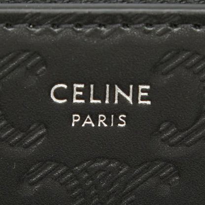 Celine Triomphe Round Zip Long Wallet In Black Leather