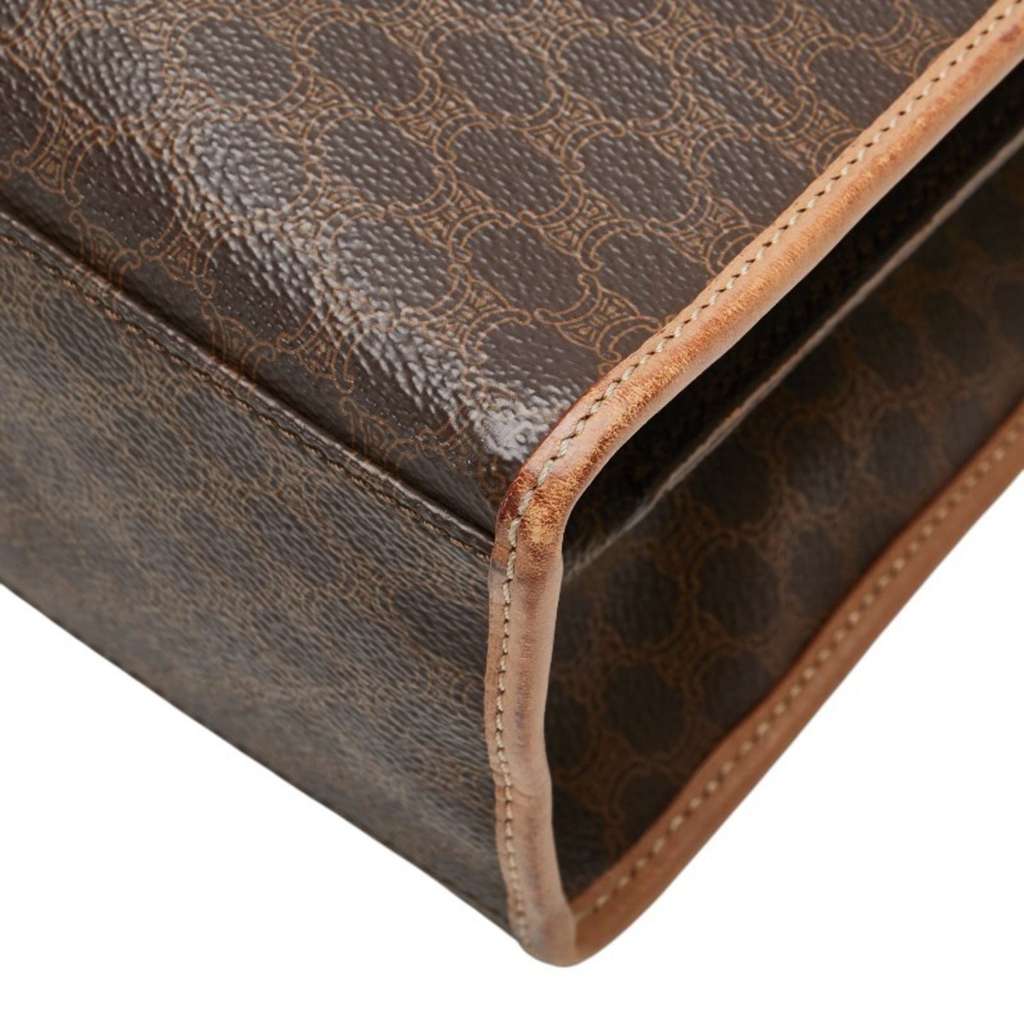 Celine Macadam Handbag In Brown Leather