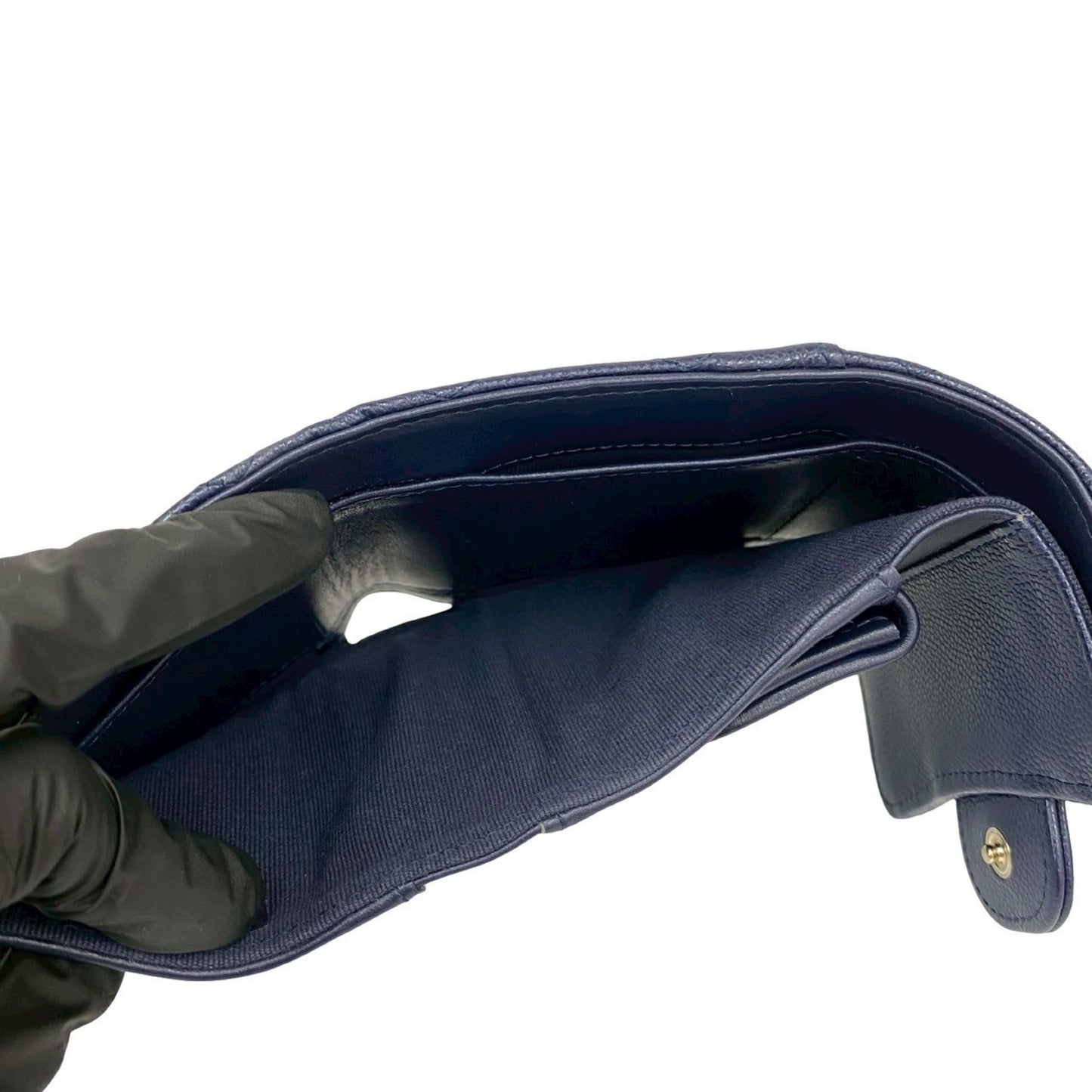 Chanel Matelasse Coco Caviar Leather Tri-Fold Wallet