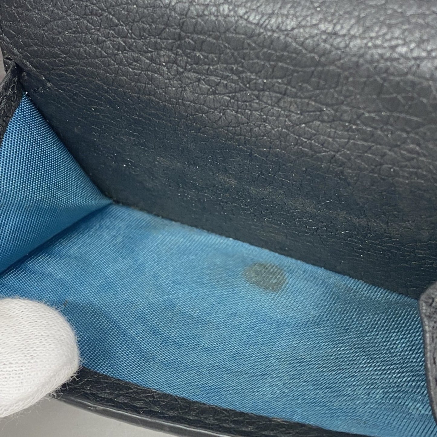 Gucci Tri-Fold Wallet Leather Black Blue