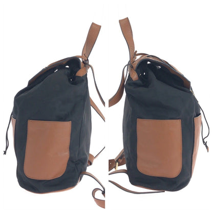 Tory Burch Black Brown Gold Hardware Nylon Leather Hst036 0913 Backpack