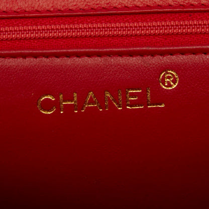 Chanel Matelasse Coco Mark Chain Shoulder Bag In Red Lambskin