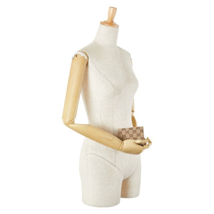 Gucci Gg Canvas Business Card Case/Card Case/Pass Case 120965 Beige Brown Leather