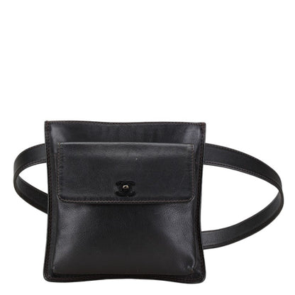 Chanel Coco Mark Waist Bag Belt 75/30 Black Lambskin